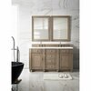 James Martin Vanities Bristol 60in Double Vanity, Whitewashed Walnut w/ 3 CM White Zeus Quartz Top 157-V60D-WW-3WZ